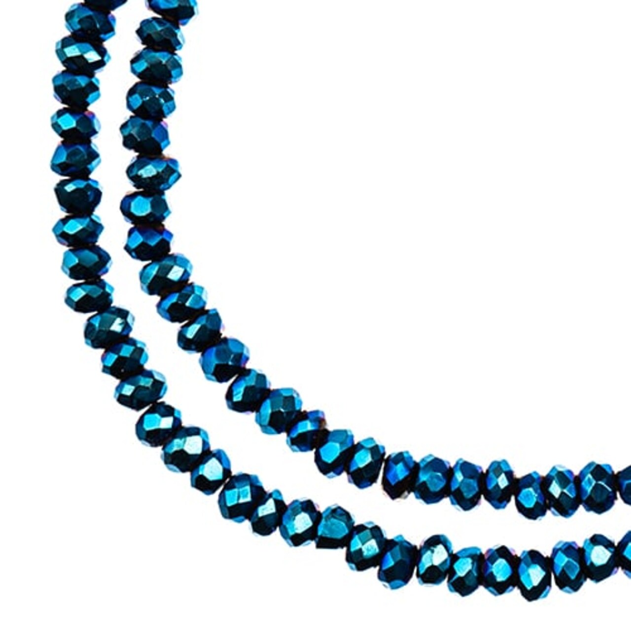 Crystal Lane DIY 2-Strand 7in Opaque Iris Finish Glass Rondelle Donut Bead Strands